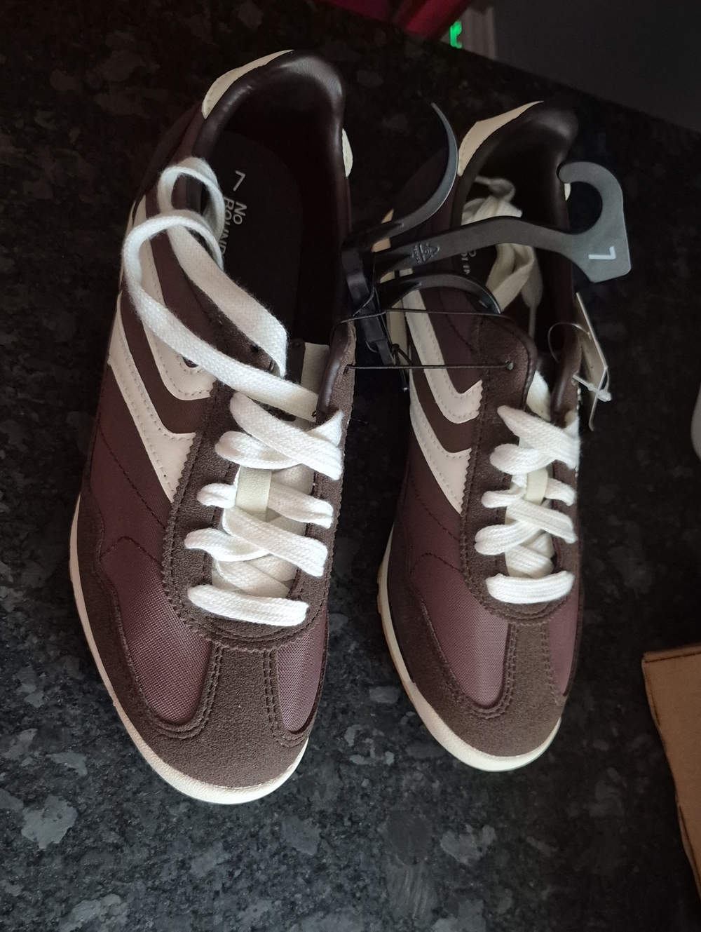 Womens Brown Retro Runner Sneakers - White Accents